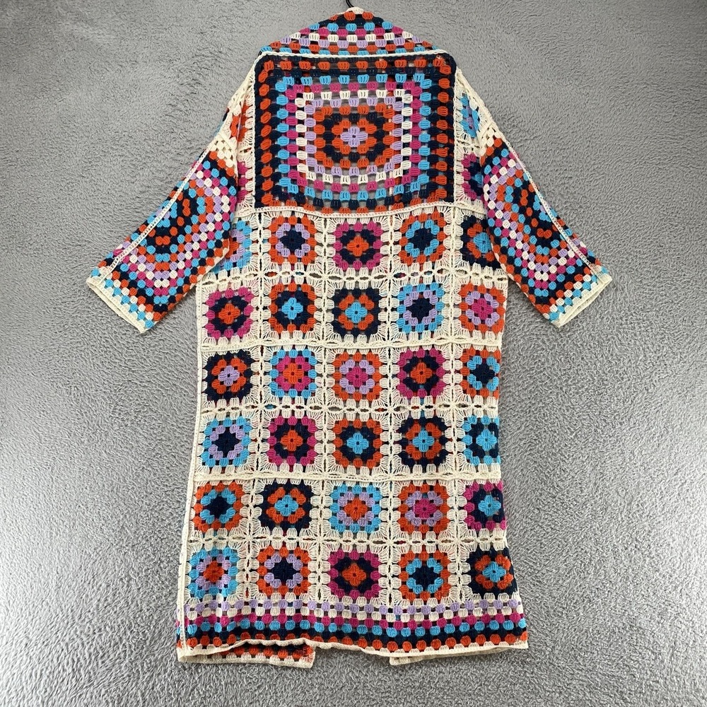 POL Cardigan Sweater Womens Granny Square Crochet Cottagecore Duster - Picture 10 of 12